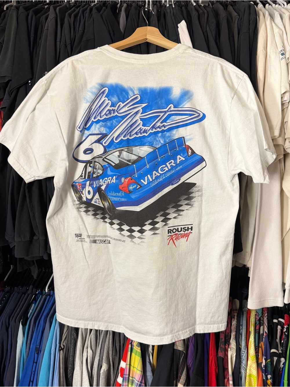 Chase Authentics Mark Martin 6 Shirt Men’s Large White NASCAR Racing 90s USA